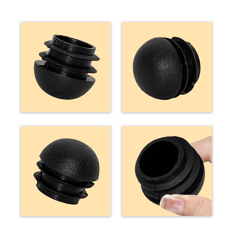 Flyshop 16-Pack 1-1/4", 32 mm OD Black Plastic End Caps Round Tube Inserts Furniture Glides for Tables and Chairs - Image 4